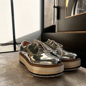 silver platform loafers size 7 barely worn